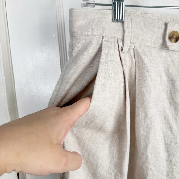 Banana Republic Factory Linen Blend Wide Leg Pleated Trouser Pant Flax Size 12 - Picture 5 of 14